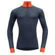 T-shirt fonctionnel homme Devold Wool Mesh Man Half Zip Neck noir / orange Brick/Night