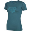 T-shirt femme Zulu Merino 160 Short Heart bleue Petrol