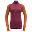 Col roulé femme Devold Expedition Woman Zip Neck rouge / orange Beetroot/Flame