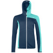 Veste polaire fonctionnelle femme Ortovox Fleece Light Grid Hooded Jkt W bleue deep ocean