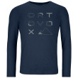 T-shirt homme Ortovox 185 Merino Brand Outline Ls M bleue deep ocean