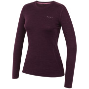 T-shirt femme MOOA MerinoSilk 160 long violet foncé dark purple melange