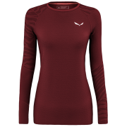 T-shirt femme Salewa Cristallo Warm Amr W L/S Tee. rouge / blanc Syrah