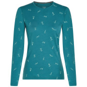 T-shirt fonctionnel femme Icebreaker Women Merino 200 Oasis LS Crewe Snow Day bleu clair Topaz/Hydro/Aop