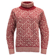 Polo Devold Svalbard Wool High Neck rouge HINDBERRY/OFFWHITE