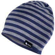 Bonnet Zulu Cap Merino gris / bleu narrow stripes blue-grey