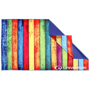 Serviette sechage rapide LifeVenture Printed SoftFibre Trek Towel vert - bleu StripedPlanks