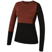 T-shirt femme MOOA MerinoSilk Block 160 long orange cinnamon melange