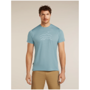 T-shirt fonctionnel homme Icebreaker Merino Blend 125 Cool-Lite™ Sphere SS Tee Across the Peaks bleu clair FLINT BLUE