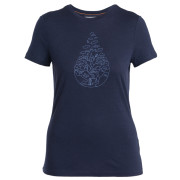 T-shirt fonctionnel femme Icebreaker Women Merino 150 Tech Lite III SS Tee Hike Path bleu foncé Midnight Navy