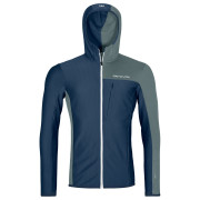 Sweatshirt fonctionnel homme Ortovox Fleece Light Grid Hooded Jkt M bleu foncé deep ocean