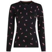 T-shirt fonctionnel femme Icebreaker Women Merino 200 Oasis LS Crewe Snow Day noir Blck/Acdpnk/Aop