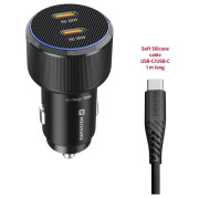 Adaptateur Swissten Car Charger 2X USB-C PD, 50W + cabel USB-C / USB-C, 1 m