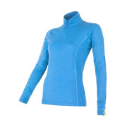 T-shirt fonctionnel femme Sensor Merino Active stoják, zip bleue Blue