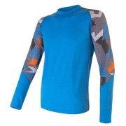 T-shirt fonctionnel homme Sensor Merino Impress dl.r. bleue Blue/Camo