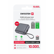 Banque d'énergie Swissten Space 10000 mAh, 35W USB-C argenté stříbrná