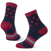 Chaussettes Warg Happy Merino W Stripes and Dots bleue / rouge Navy/Wine