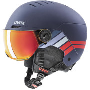 Casque de ski enfant Uvex Rocket Jr. Visor bleu foncé navy - red stripes