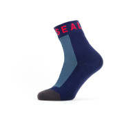 Chaussettes imperméables SealSkinz WP Warm Weather Ank Lenght + Hydrostop bleu / gris NavyBlue/Gray/Red