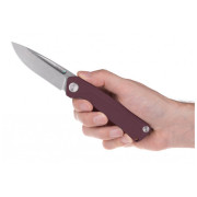 couteau pliant Acta non verba Z200 Stonewash/Plain Edge, G10 rouge Red