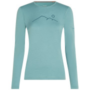 T-shirt fonctionnel femme Icebreaker Women Merino 200 Oasis LS Crewe Rainer Ridge bleu clair Hydro