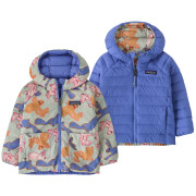Veste enfant Patagonia Baby Reversible Down Sweater Hoody - BNLF bleu Bunny Life: Flurry Green