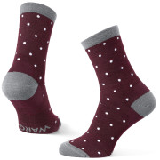 Chaussettes Warg Happy Merino W Mini Dots rouge / blanc Wine/White