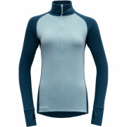 Col roulé femme Devold Expedition Woman Zip Neck bleu / gris Flood/Cameo