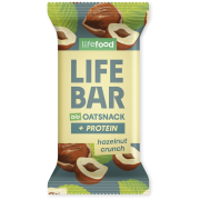 Barre Lifefood Lifebar Oat Snack Protein s lískovými oříšky BIO 40 g brun