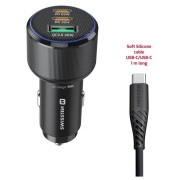 Adaptateur Swissten Car Charger 2x USB-C PD + USB-A, 95 W + cabel USB-C / USB-C, 1 m