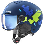 Casque de ski enfant Uvex Rocket Jr. Visor bleu / vert blue puzzle