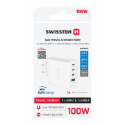 Adaptateur Swissten GaN 2X USB-C 100W + 1X USB-C 20W + 1X USB-A 30W