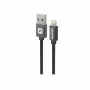 Câble données et chargement Swissten Textile USB / Lightning 1,2 m noir černá