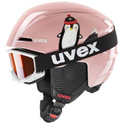 Ensemble casque et lunettes Uvex Viti set 2023 rose pink penguin