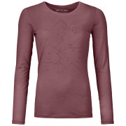 T-shirt femme Ortovox 185 Merino Tangram Ls W rose mountain rose