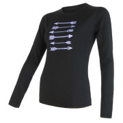 T-shirt femme Sensor Merino Wool PT Šípy dl.r. vert Black