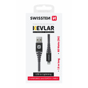 Câble données et chargement Swissten Kevlar USB/Lightning 1,5 m