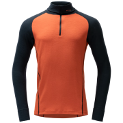 T-shirt fonctionnel homme Devold Duo Active Merino 205 Zip Neck Man orange / gris Brick
