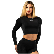 Top femme Nebbia Seamless Long Sleeve Crop Top Power noir BLACK