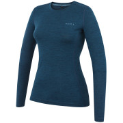 T-shirt femme MOOA MerinoSilk 160 long bleu lagoon blue melange