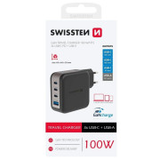 Adaptateur Swissten GaN Travel Charger 100W 3X USB-C PD + USB-A