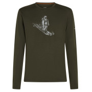 T-shirt fonctionnel homme Icebreaker Men Merino 200 Oasis LS Crewe SkiingYeti vert foncé Dk Loden