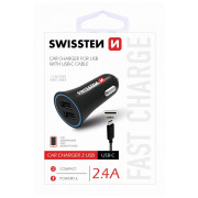 Adaptateur voiture Swissten Car Charger + USB-C Cable