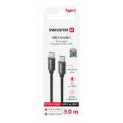 Câble données et chargement Swissten Textile USB-C / USB-C 3 m noir černá