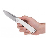 couteau pliant Acta non verba Z200 Stonewash/Plain Edge, G10 blanc White