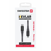 Câble données et chargement Swissten Kevlar USB-C/Lightning 1,5 m