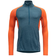 T-shirt fonctionnel homme Devold Running Merino 130 Zip Neck Man bleu / orange Pond
