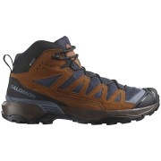 Chaussures homme Salomon X Ultra 360 Leather Mid Gore-Tex bleue Blue Nights / Caramel Cafe / Grisaille