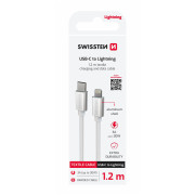 Câble données et chargement Swissten Textile USB-C / Lightning 1,2 m argenté stříbrná