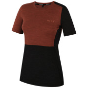 T-shirt femme MOOA MerinoSilk Block 160 short orange cinnamon melange